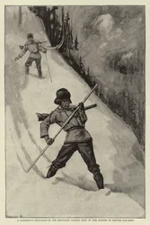 Eine gefährliche Lawine in den Bergketten westlich der Rockies in British Columbia